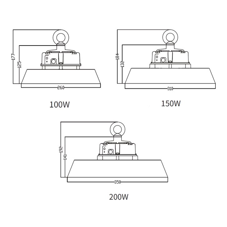 Hallentiefstrahler HBL-J 100W, 15.860 lm, Lumileds 2835, Philips Xitanium, Neutralweiß (5000K), 172 lm/W, 90°, inkl. integriertem Bewegungsmelder-Steckplatz