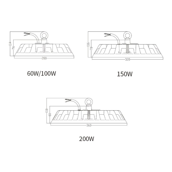 Hallentiefstrahler HBL-L 060W, 8.000 lm, Epistar SMD2835, Standard, dimmbar 1-10V, Neutralweiß (5000K) 90° 148 lm/W