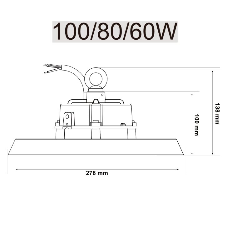 LED Hallenstrahler 100/80/60W, 90°, 173 lm/W, Lifud Netzteil, 5700/5000/4000K, 5-Jahre Garantie, HBL-P