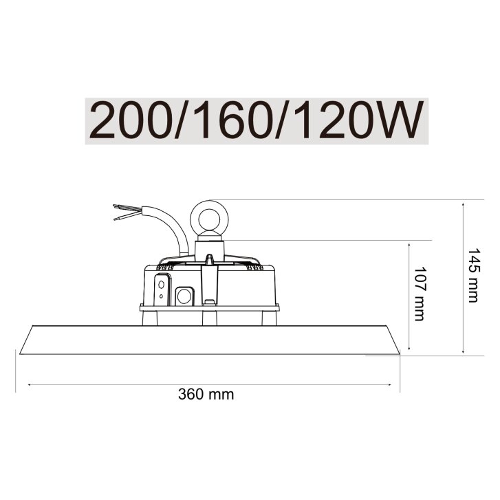 LED Hallenstrahler 200/160/120W, 90°, 174 lm/W, Lifud Netzteil, 5700/5000/4000K, 5-Jahre Garantie, HBL-P