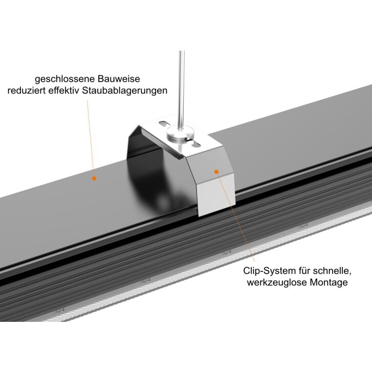 LED Lichtbandleuchte 40W, >186 lm/w, 5000K, 110°, 3-Jahre Garantie, 1.144 mm, LBL-B6BC